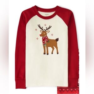 Gymboree Red and Cream Reindeer Long Sleeve Tee